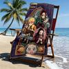 Serviette de plage personnalisée avec nom et motif Demon Slayer, pour Voyage Camping Fête à la plage Décoration de maison, Cadeau d'anniversaire pour la Famille & les Amis