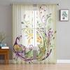 Animal Peacock Forest Stone Tulle Sheer Window Curtains for Living Room Bedroom Modern Tulle Voile Curtains Drapes Decoration