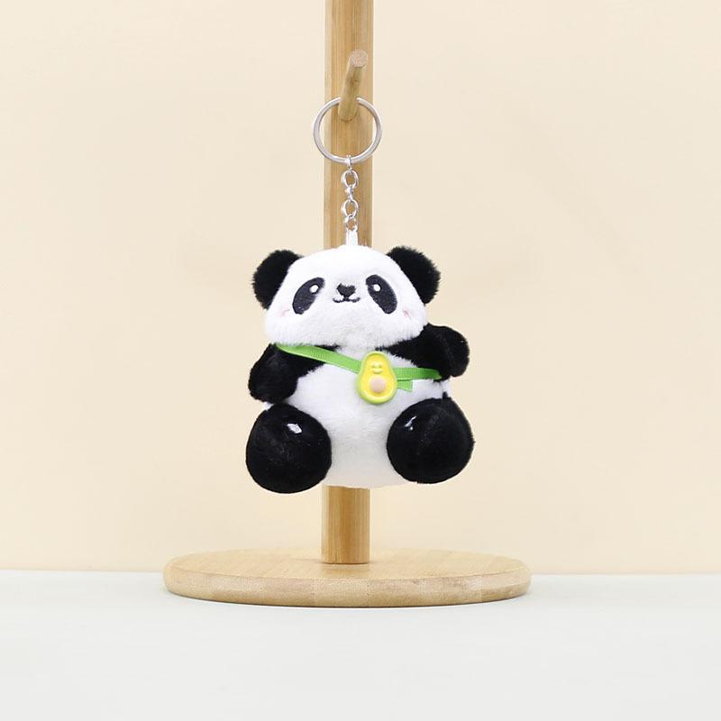 

Plush Panda Fluffy Keychain With Colorful Strawberry Peach Styles Pineapple Avocado Panda