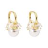 Design Fairy Flower Pearl Hoop Earrings - Light Luxury Sweet Elegant Zircon Ear Buckles for Women Jewelry