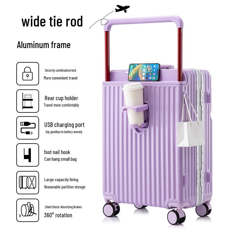 2025 Wide Drawbar Front-Opening 20-inch Suitcase & 26-inch Customizable Universal Wheel Trolley