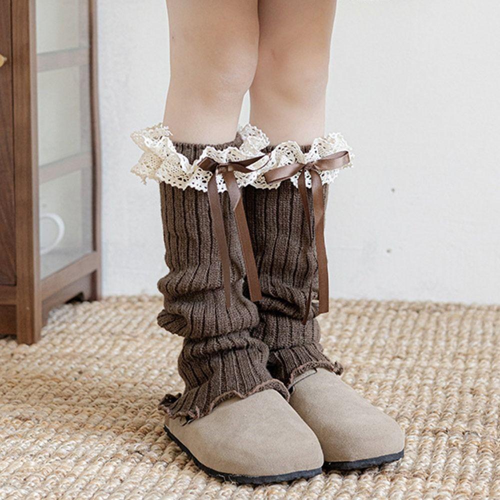 Solid Color Kids Lace Leg Warmers Knitted Children's Foot Warmer Foot Cover  Children Wear
