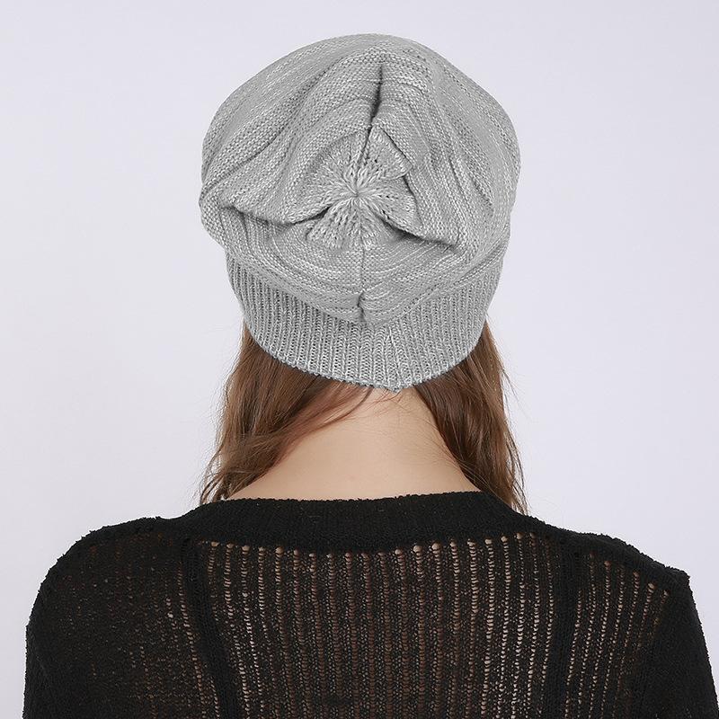 New Autumn and Winter Single-layer Thin Mixed Color Pleated Pullover Hat for Men and Women, Knitted Yarn for Warmth and Cold Insulation, Pile Cap