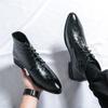 Crocodile Pattern Black Luxury Brand Men High Top Shoes Big Size Business Moccasins Italian Casual Men Leather Men Driving Shoes