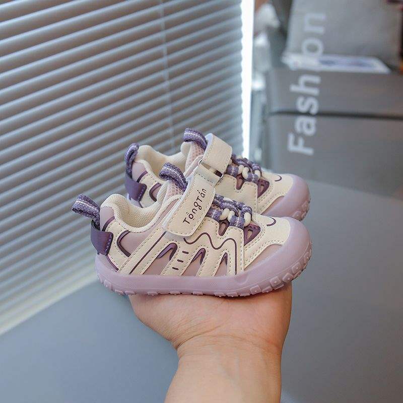 

Детская обувь 2025 осень новая для мальчиков с мягкой подошвой туфли с защитой от ударов для малышей детская обувь для девочек Size 25 shoe inner length 16.5 cm фиолетовый