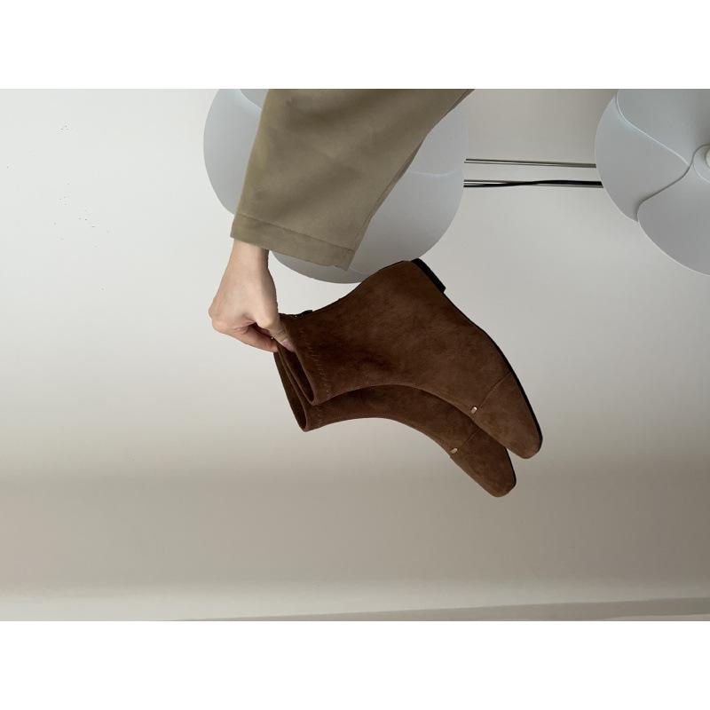 

2025 new French thin boots versatile inner height increase retro Martin boots advanced Korean version short boots 39 коричневый
