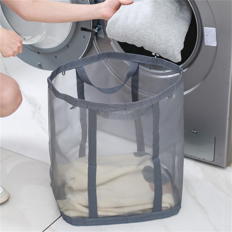 Extra Large Foldable Clothes Hamper Space Saving Foldable Nylon Laundry Basket with Reinforced Carry Handle