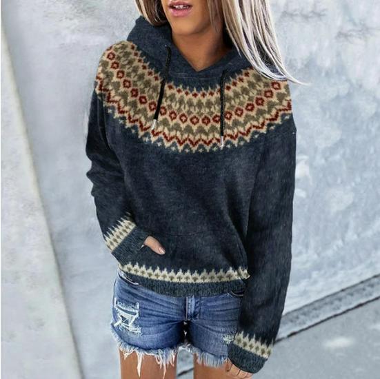 Unisex 3D-bedruckter Strickpullover mit Kapuze für Herbst/Winter