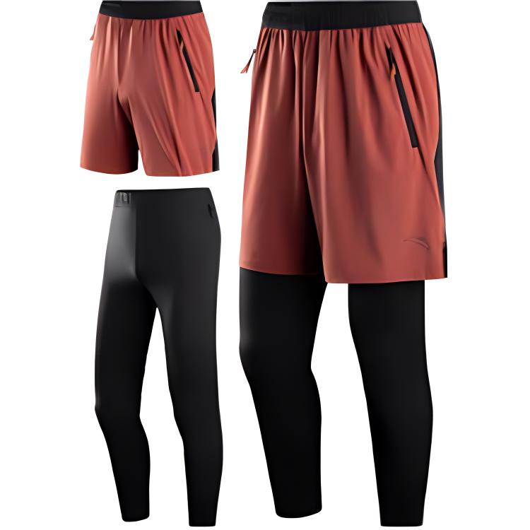 

Anta Серия для бега Повседневные Простые Облегающие Цветной блок Удобные Шорты для бега Мужские Шорты Ржаво-красный Базовый черный 152445502-1 XL