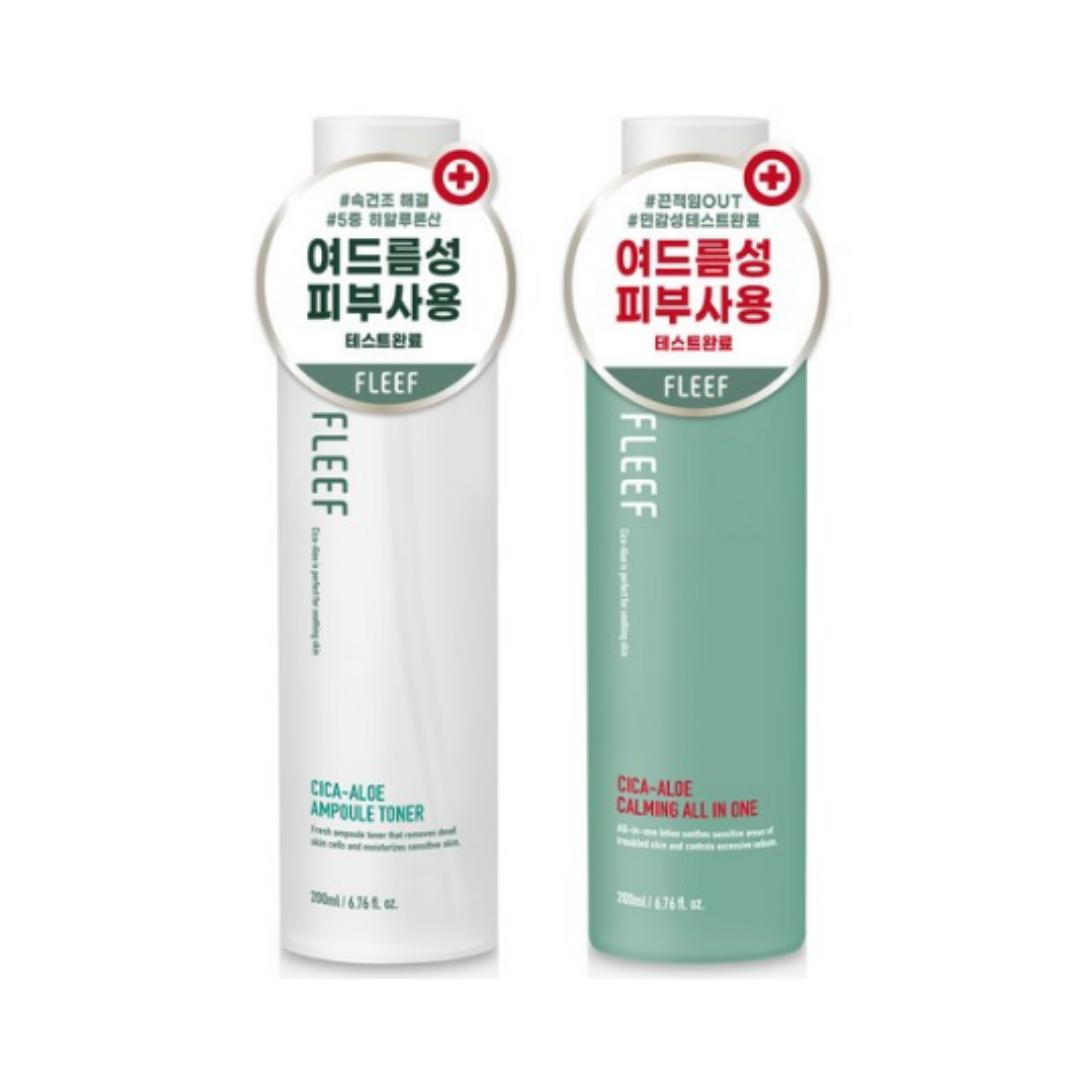 

Pleaf Cica-Aloe Ампульный тонер + Успокаивающий лосьон «все в одном» с алоэ — 200 мл + 200 мл (1 комплект)