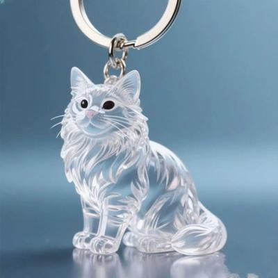 Keychain Pendant Transparent Cat Design Pet Hair Storage Box Key Chain Pet Hair Pendant Keyring Hair Storage Bottle Keychain