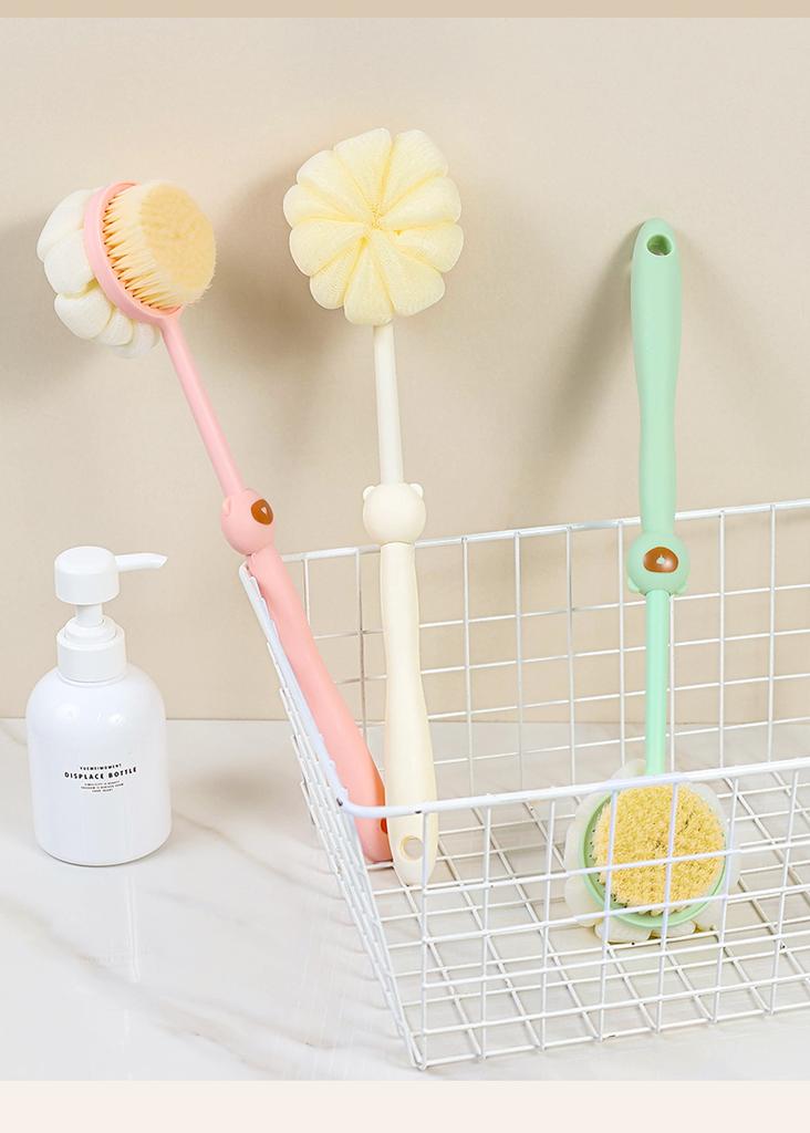 Bath brush long handle double-sided bath brush, back scrubbing tool, no need for people to scrub the back