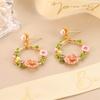 Retro Flower Earrings Femininity Colored Earrings Enamel Color Dripping Oil Summer New Literary Jewelry