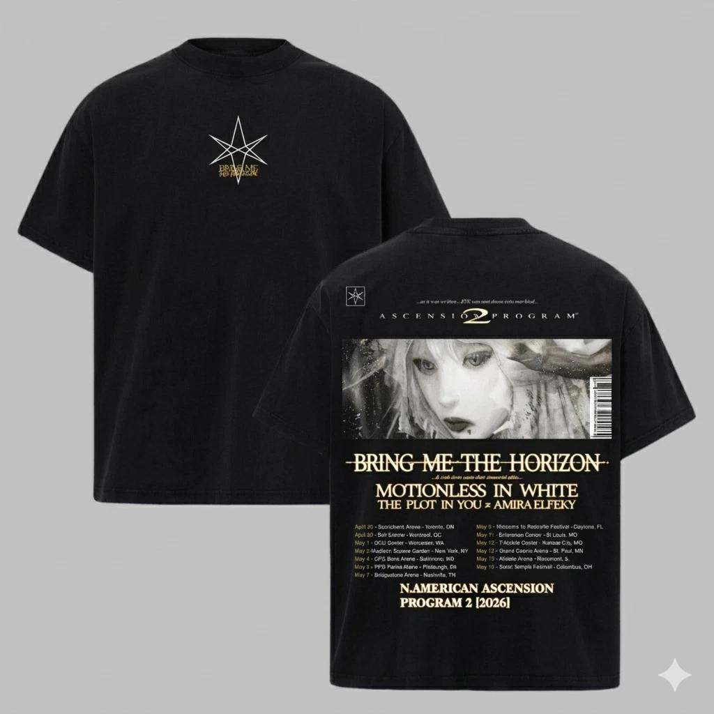Bring Me The Horizon Tour 2026 T-Shirt Motionless In White Concert Merch Music Tee XL