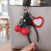 Heart-shaped Mirror Cherry Leather Keychain Bag Accessories Cat Cherry Bag Pendant  Birthday Gift