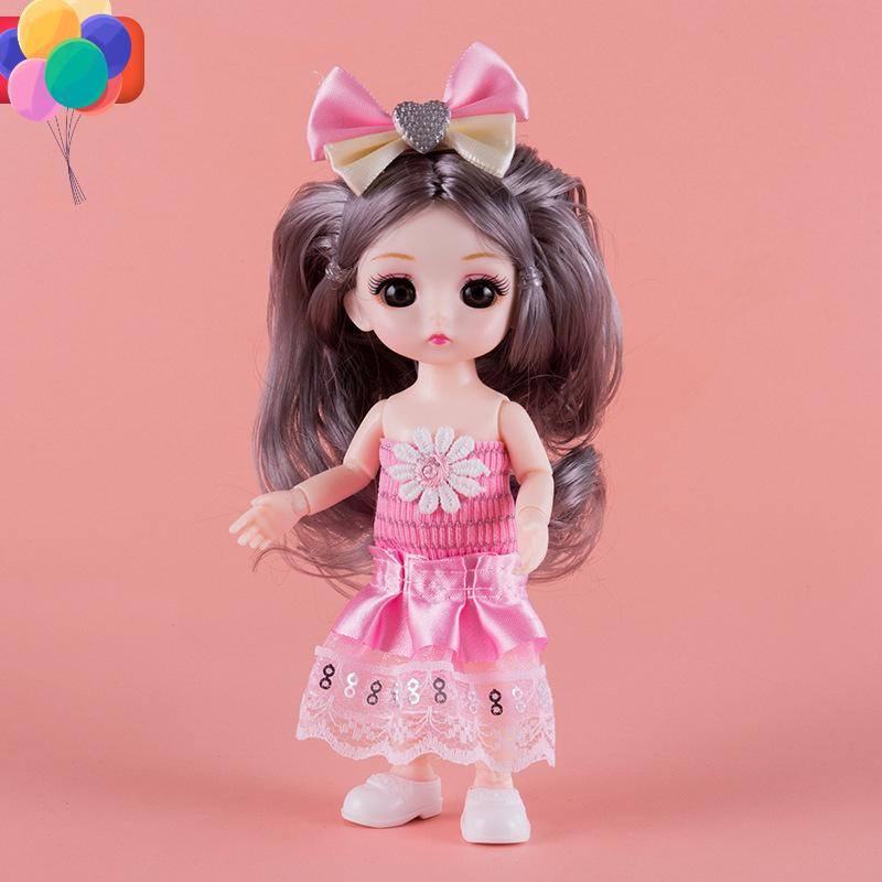 17CM Mini Bevegelig 13 Leddet Dukke Jenter Leketøy 3D Store øyne BJD Princess Full Drakter Kjoler Samling Barnedukkegave