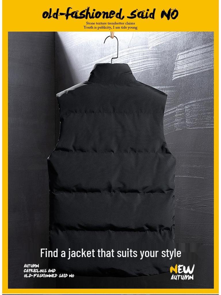 Men's Trendy Korean Style Camouflage Cotton Vest - Sleeveless, Casual, Plus Size, Thick Inner Layer