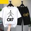 Kids Summer Children Clothing CR7 Soccer Star Print Short Sleeve Top Shorts 2pcs Set Soft Sports Tracksuit Outfit Wear