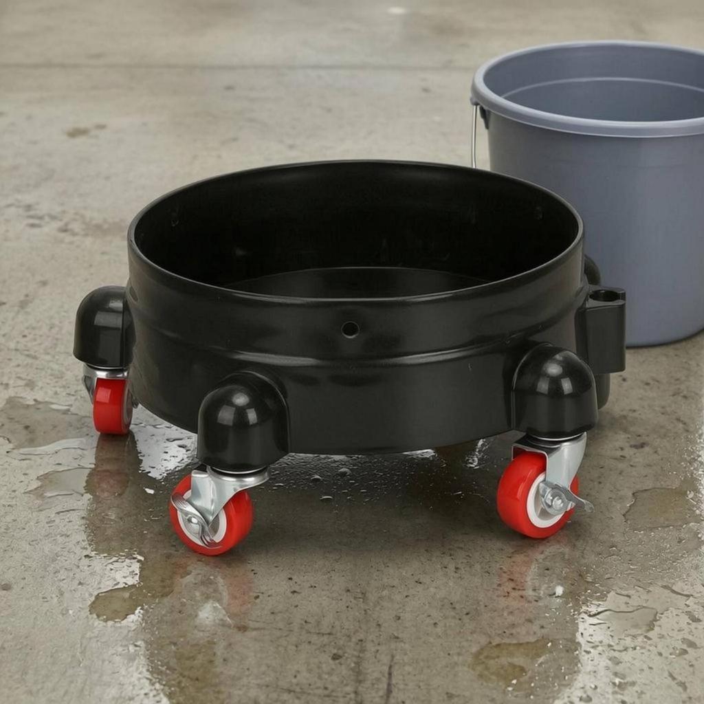 Car Wash Bucket Cart Cup-Style Holders Wheeled Base-Piece Molded Cleaning