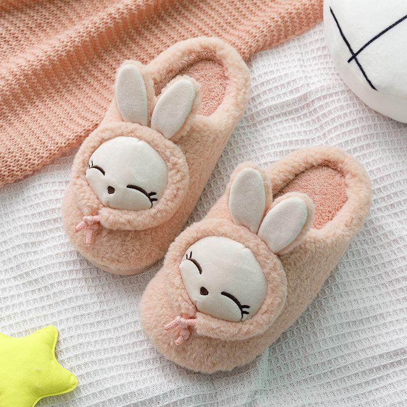 Autumn and Winter Couple Cotton Slippers for Female Home Use, Indoor Postpartum Warmth, Anti Slip Plush Home Furnishings, Cotton Slippers