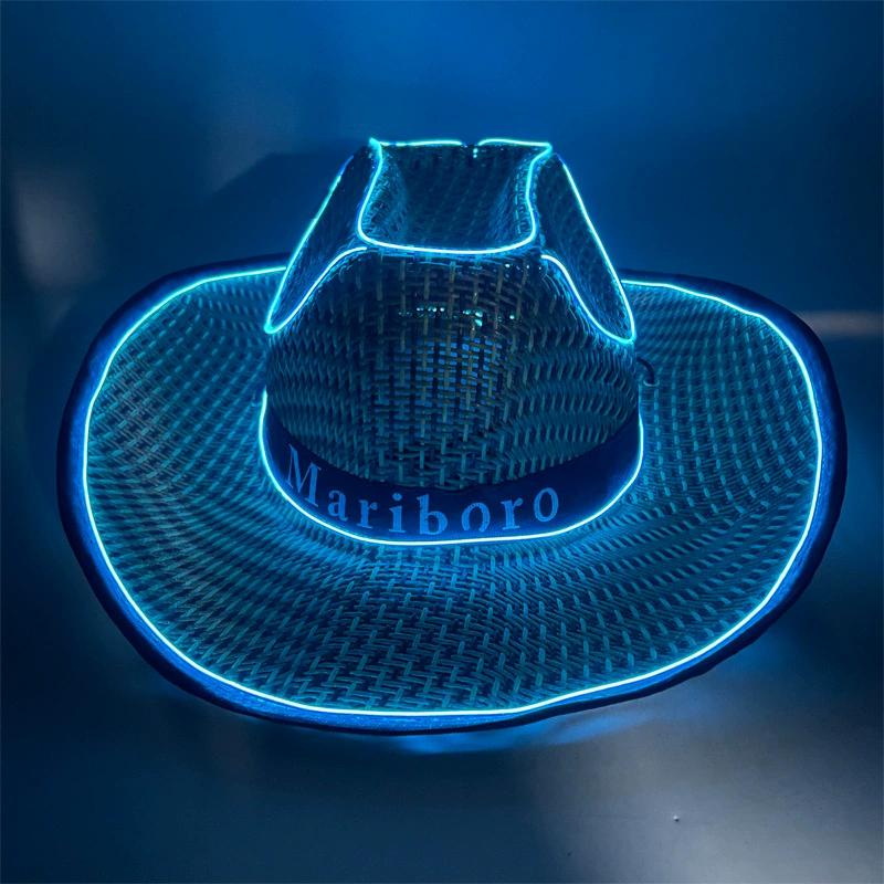 New Arrival Pearlescent Cowboy Hat Dance Costume Decorate Glowing Cowgirl Cap Glowing For Neon NightClub