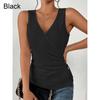 Women's Fashion Casual V-neck Sleeveless T-shirt Summer Slim Fit T Shirts Solid Color