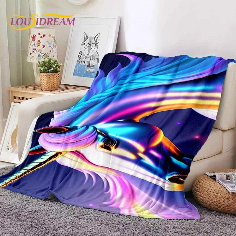 Cute Dream Unicorn Cartoon Throw Blanket for Girls Soft Cozy Warm Picnic Bed Sofa Home Bedroom Blanket