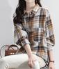 Check Lightweight Flannel Long Casual Check Everyday Long and Comfortable Beige MRL01-BEL Women's Shirt, Shirt, Sleeve, Top, Spring/Autumn, Pattern,