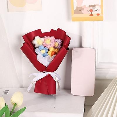 Puffs Crochet Flowers Artificial Flower Bouquets Colorful Hand Woven Flower Gift for Lovers Valentine's Day Gift Home Decor