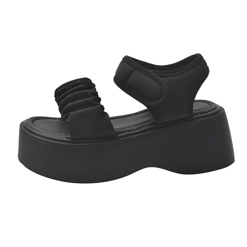 Fashion Fashion Wedge Women's Sandals Summer New Solid Color Women Thick-bottom Beach Sandals Flip Flops Ankle Strap Slingback Sandalias