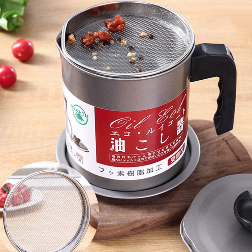 Stainless Steel Oil Filter Pot Japanese Style Grease Container Storage Oil Tank Fried Food