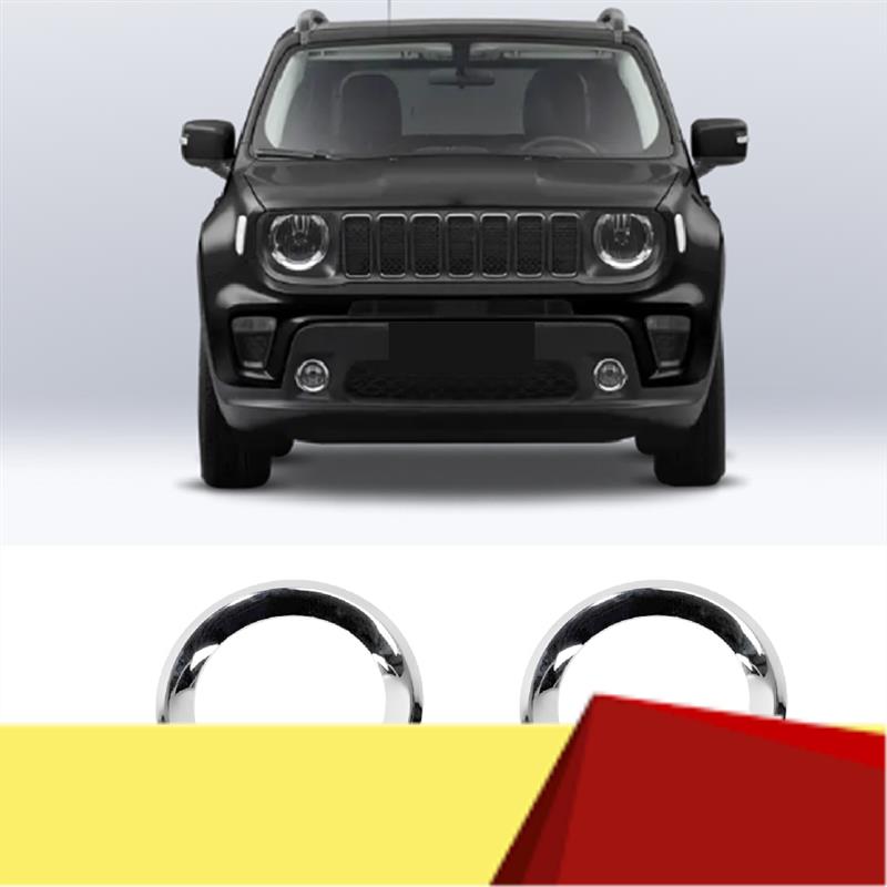 2PCS Front Fog Light Cover Fog Light Trim Ring Replacement Accessories For Jeep Renegade - 6VM61SZ0AA 6VN96SZ0AA-M53K