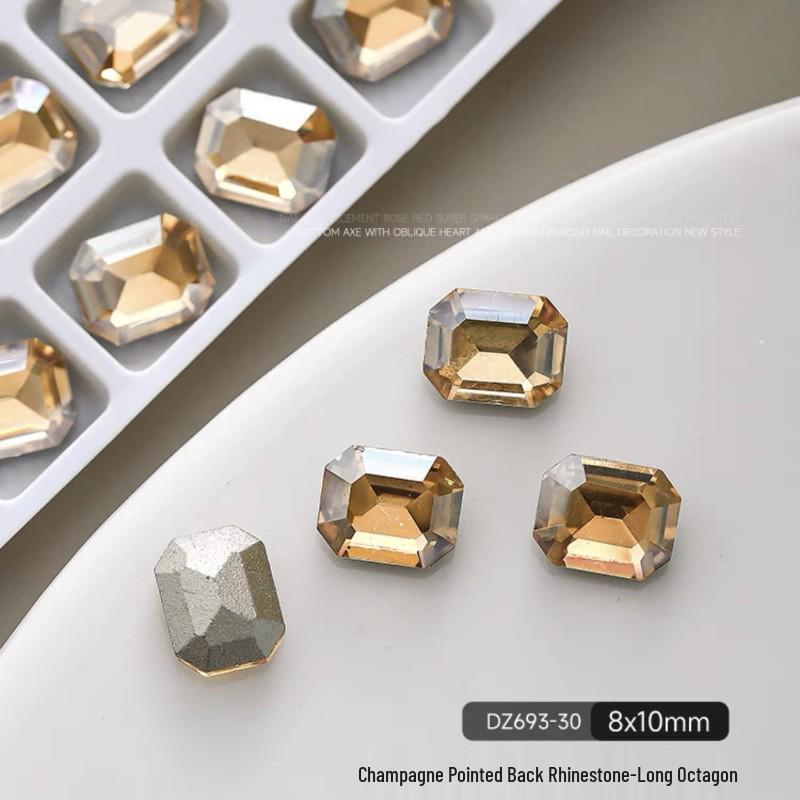 K9 Champagne Nail Art Rhinestone Jewelry - High Quality Irregular Crystal, Fat Square, Water Drop, Heart-Shaped Decorations