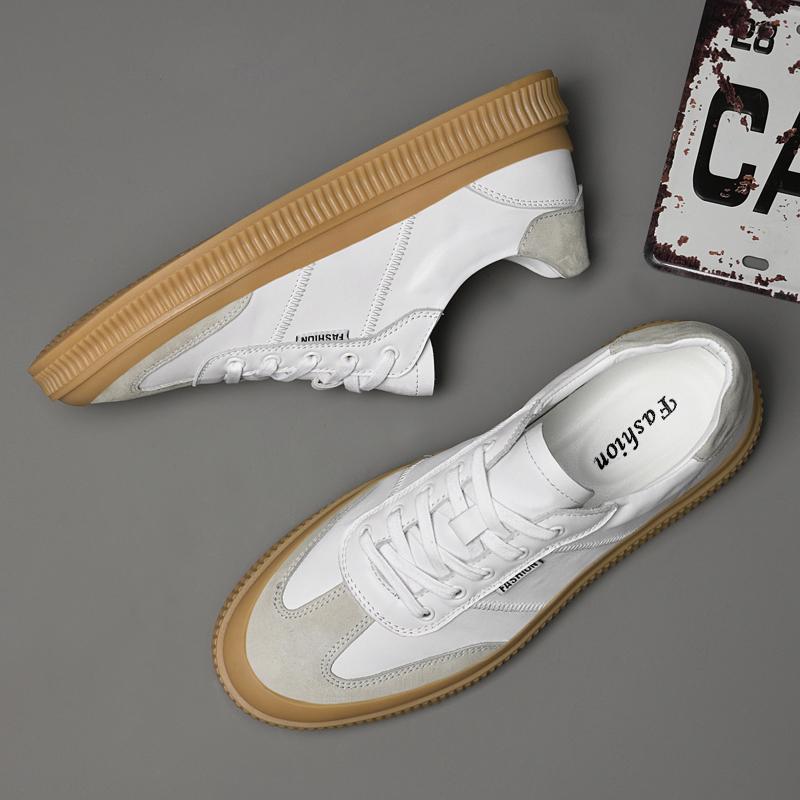 Mode Herren Casual Leder Rutschfest Vulkanisierte Schuhe Outdoor Rutschfest Flach Designer Sneaker Marke Echtes Leder Flaches Schuhwerk 2025Neu