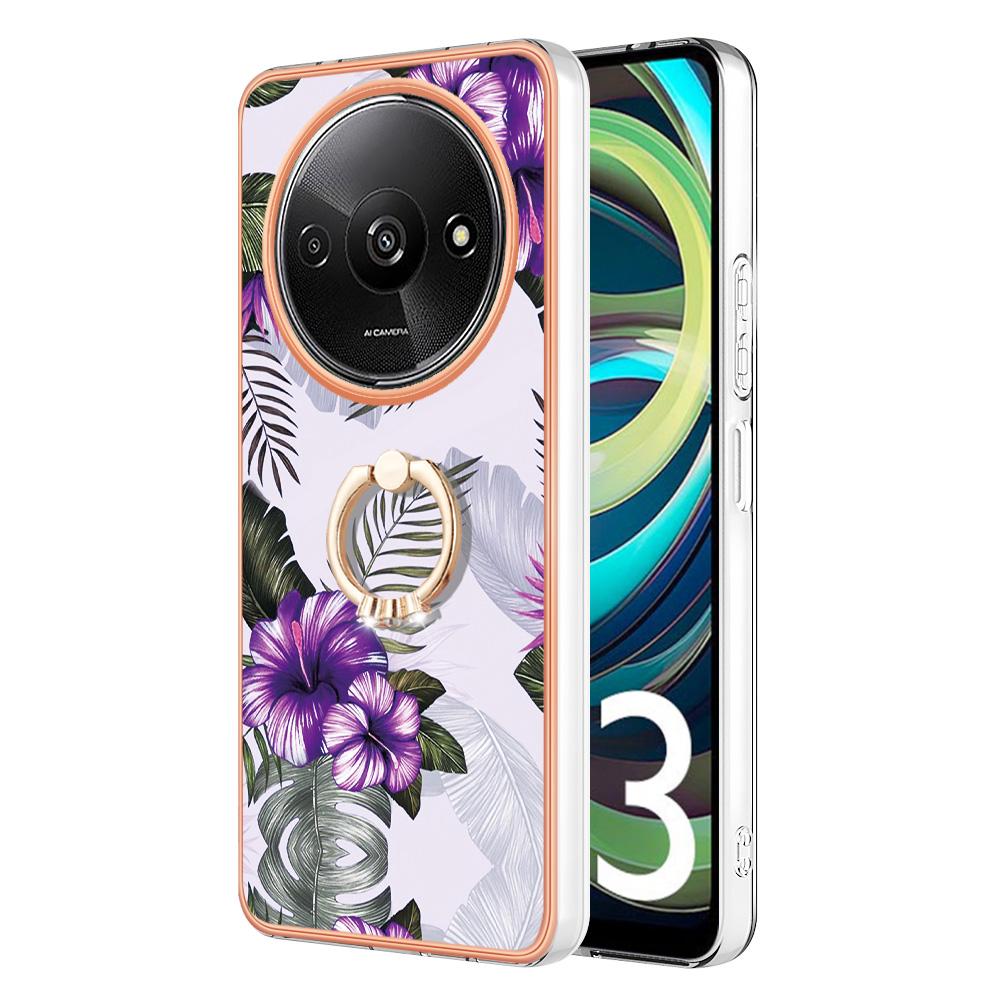 For Xiaomi Redmi A3/Poco C61 4G Case with Ring Kickstand IMD Marble Pattern TPU Back Cover
