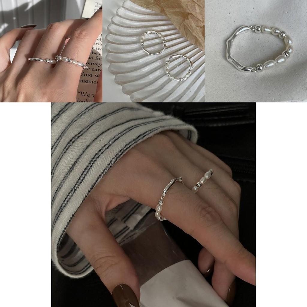 Minimalist Ring Pearl For Women Adjustable Fashion Accessory With Cool Geometric Style