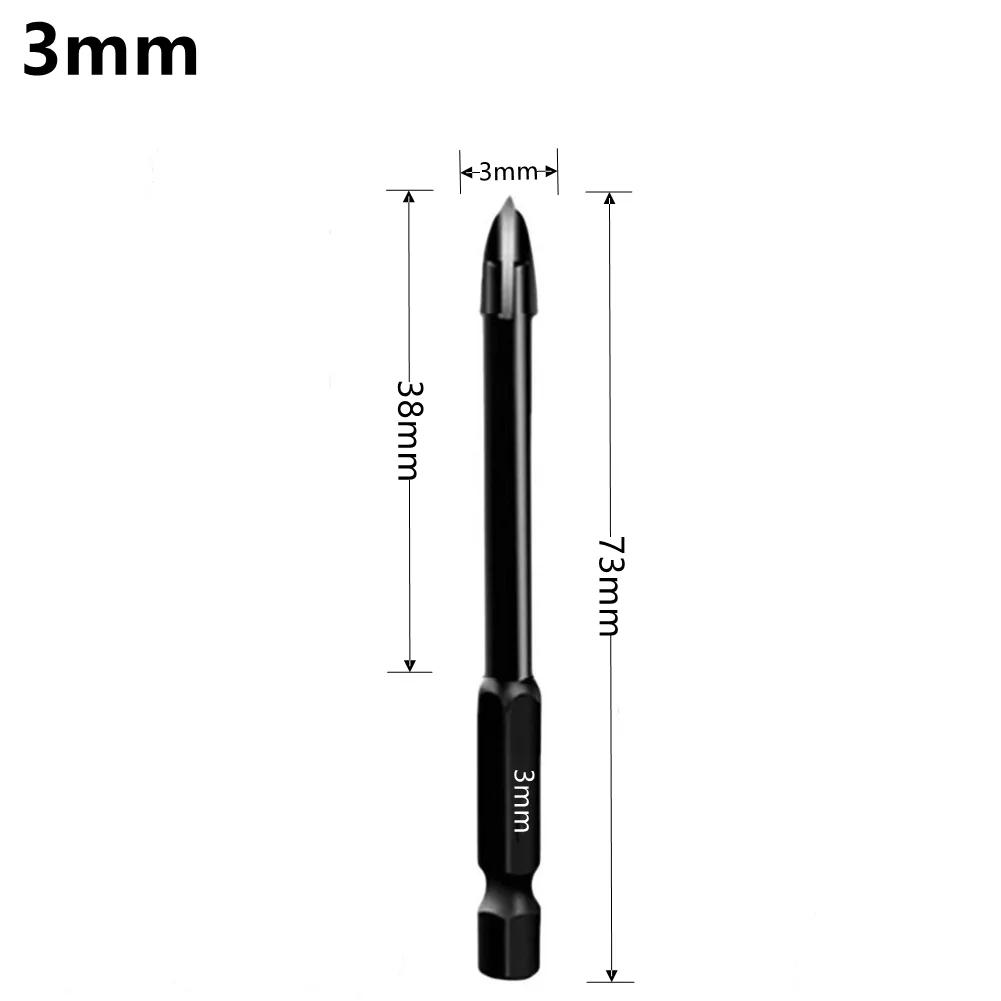 Cross Hexagonal Ceramic Tile Drill Bit Glass Ceramic Concrete Hole Opener Alloy Triangular Drill Bit Size 3/4/5/6/7/8/10/12mm