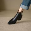 Krazing Pot Full Grain Leather Autumn Winter Shoes Med Heels Chelsea Boots Round Toe Keep Warm Zipper Mixed Color Ankle Boots