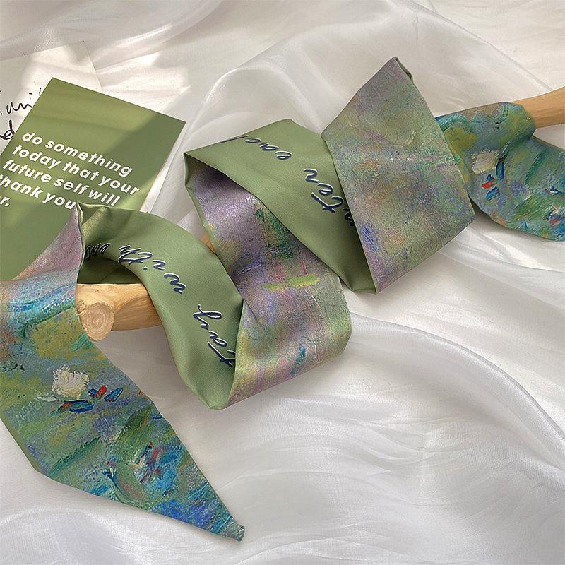 

Длинные повязки на голову, узкие ленты для волос, шарфы, женский шейный платок с принтом, милые сумки-шарфы