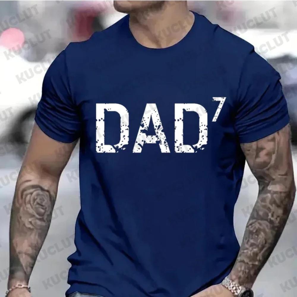 PAPPA 3 T-shirts för Män Blå Pappa T-shirts Pappa till 3 4 5 6 7 Tröjor Make Toppar Kläder Rolig Pappa T-shirt Kortärmad Klädsel
