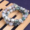 Natural Stone Beads White Moss Agate Round Loose Beads 15" Strand 4 6 8 10 12MM For Jewelry Making