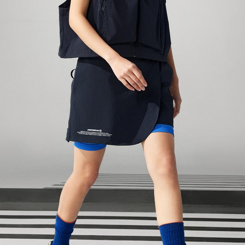Li Ning CF Buchstaben Mid Waist Rock Bequemer Freizeitrock Damen Röcke Schwarz ASKU150-1