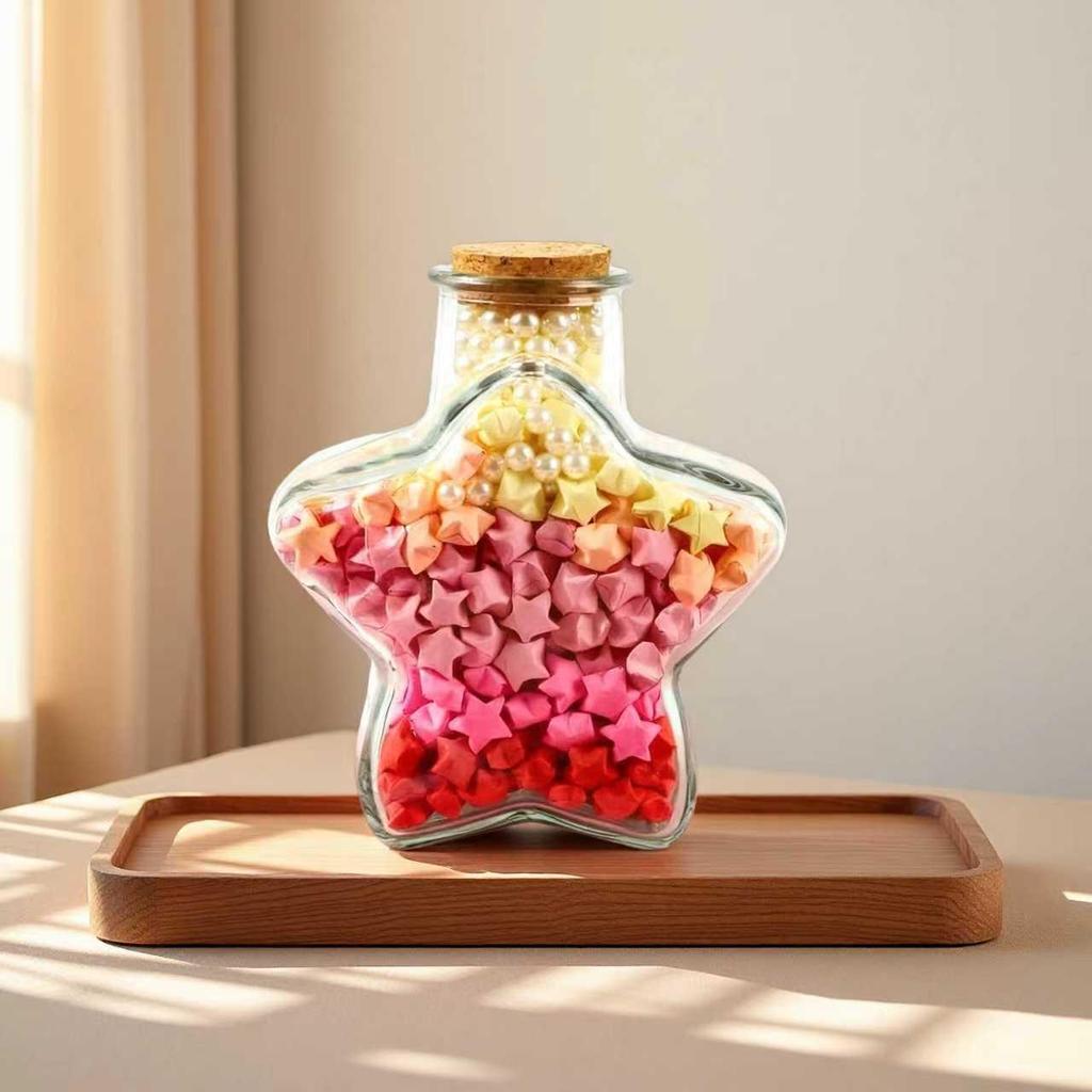 DIY Cork Star Wishing Drift Bottle - Clear Glass Ocean Lucky Star Bottle