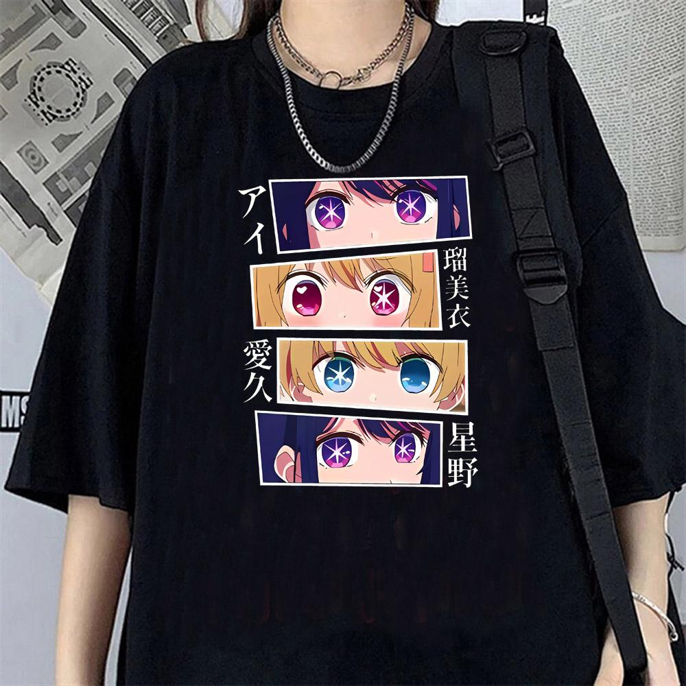Heißes Neues Anime OSHI NO KO Muster Bedrucktes T-Shirt Damen Anime Harajuku Atmungsaktiv Locker Kurzarm T-Shirt Oberteile