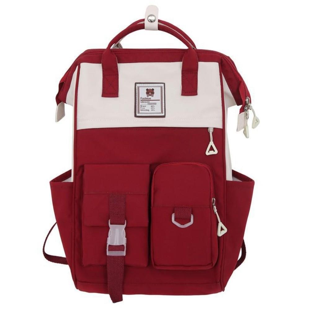 Adjustable Large Capacity Backpack Anti-splash Water Women School Bag Casual Nylon Daypack  Work красный