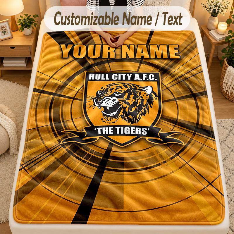 Flannel BlanketHull FC Custom Name Text Personalized Soft Warm Throw Blanket Home Decor Gift