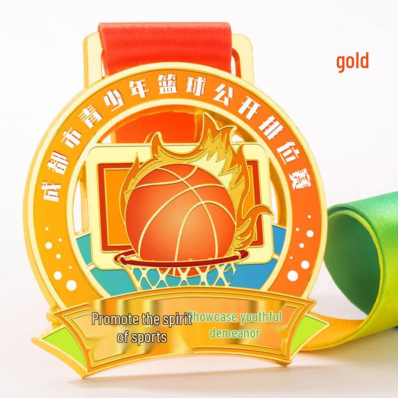 Custom Basketball Memorial Plaque & Gold Medal for Youth Competitions and MVP Awards