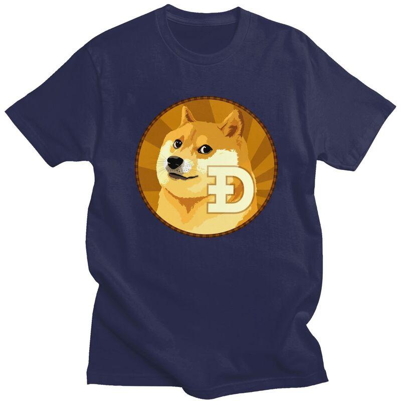 Custom Cryptocurrency Dogecoin Tshirts for Men Short Sleeves T Shirt Fashion Bitcoin Geek Tshirts 100 Cotton Tees Gift Idea