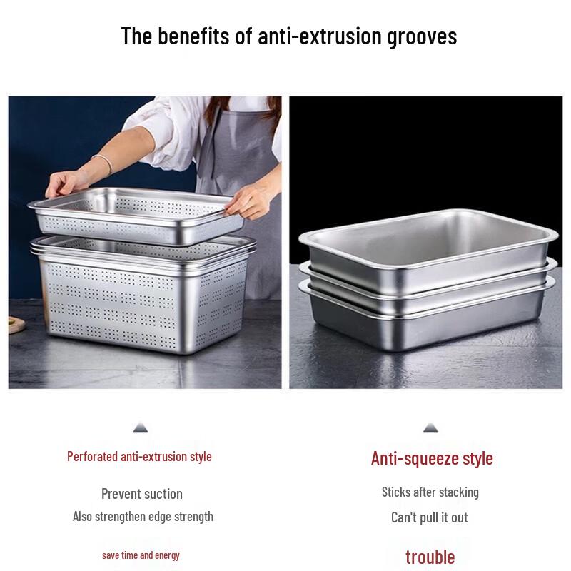 Handun Stainless Steel Rectangular Perforated Tray