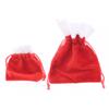 Pack of 12 Red and White Velvet Drawstring Christmas Bags Bag Pouches Santa Bags